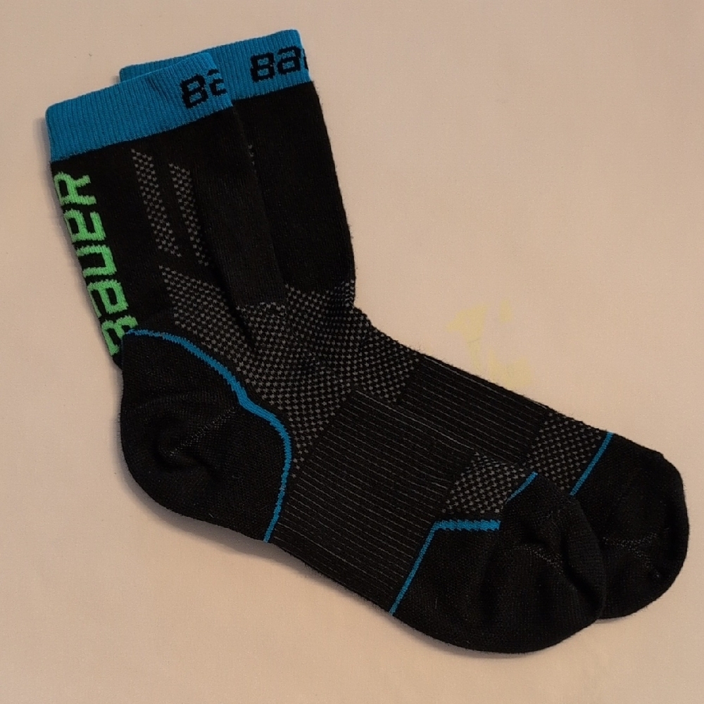 New Bauer Black and Blue Athletic Socks with Compression